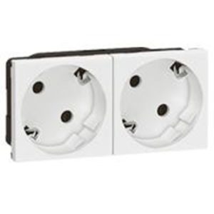 Schuko stikkontakt dobbelt hvid