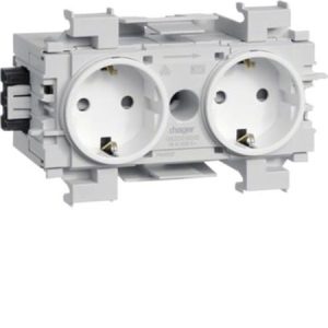 Stikkontakt 2x schuko frontmontage