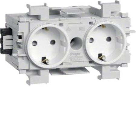 Stikkontakt 2x schuko frontmontage