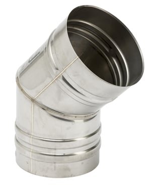 Metalbestos Omega foringsvinkelstykke 45 grader i rustfrit stål diameter 130 mm til skorstensforinger