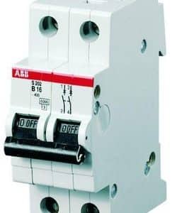 ABB automatsikring 2-polet 16A D-karakteristik serie S200