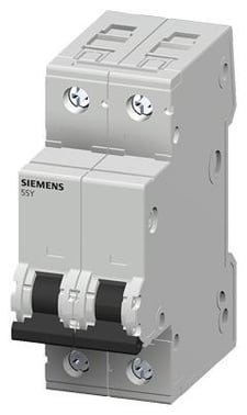Siemens Sentron 5SY automatsikring 2-polet C-karakteristik 10A med 6kA kortslutningsbrydeevne