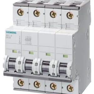 Siemens automatsikring 3-polet plus neutral C-karakteristik 6 ampere til DIN-skinne