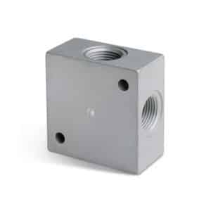Camozzi 4-vejs distributionsblok i aluminium med G3/8 tommer gevind til pneumatiske systemer