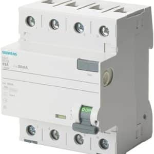 Siemens Sentron 5SV fejlstrømsafbryder 4-polet type A 63A 300mA til el-tavle