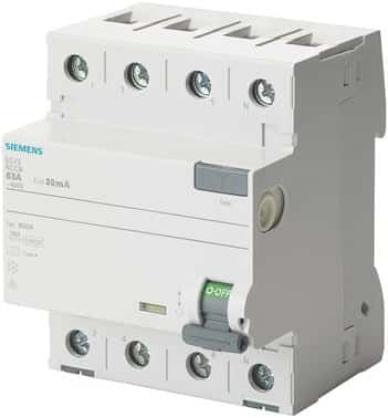 Siemens Sentron 5SV fejlstrømsafbryder 4-polet type A 63A 300mA til el-tavle
