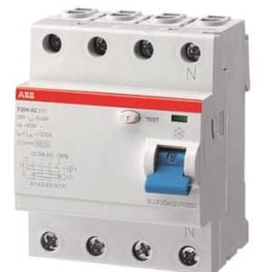 ABB F204A fejlstrømsafbryder 80A 4-polet med 30mA udløsestrøm til DIN-skinnemontage
