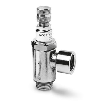 Camozzi MCO 710 bidirektionel flowreguleringsventil med 1/2 tommer tilslutning til pneumatiske systemer