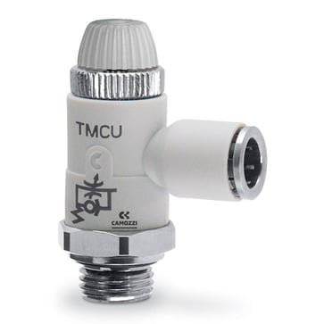Camozzi flowreguleringsventil manuel unidirektionel 1/4 tommer 6mm serie TMCU
