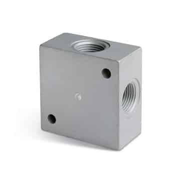 Camozzi Automation fordelingsblok 4-vejs aluminium med G 1/8" gevind