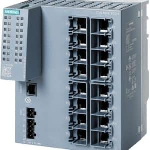 Siemens Scalance XC216 industriel managed switch med 16 RJ45-porte til DIN-skinne montering