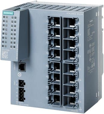 Siemens Scalance XC216 industriel managed switch med 16 RJ45-porte til DIN-skinne montering