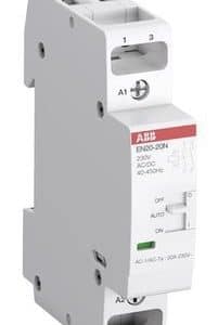 ABB installationskontaktor 2-polet 20A 250V AC med manuel omskifter til DIN-skinne
