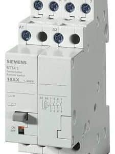 Siemens kiprelæ 230V 16A med 4 slutte-kontakter til DIN-skinne montage
