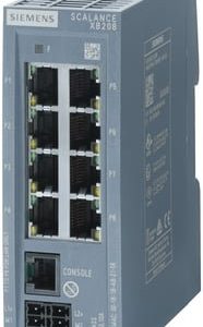 Siemens SCALANCE XB208 managed industriel switch med 8 RJ45 porte til DIN-skinne montering