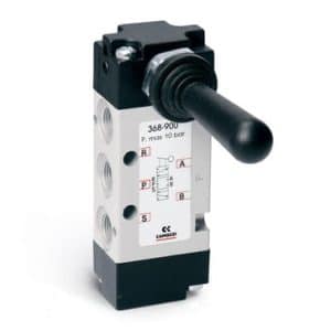 Camozzi Automation mekanisk 5/3 CC ventil med håndtag til pneumatik