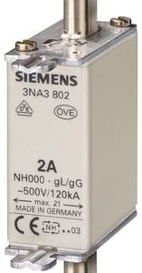Siemens NH-sikring NH000 160A gG med topindikator til el-tavle