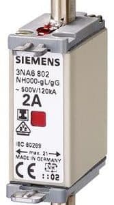Siemens NH-sikring NH000 25A med gribelasker og kombi-signal til el-tavle