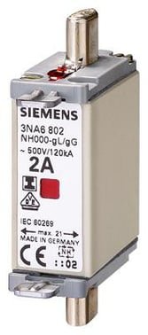 Siemens NH-sikring NH000 35A GL/GG med gribelasker