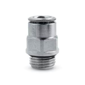 Camozzi push-in fitting i messing til 6mm slange med M5 gevind