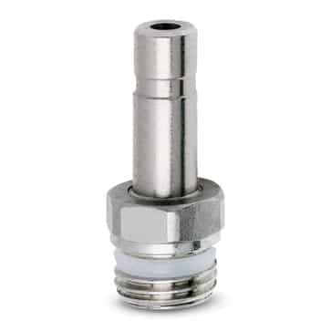 Camozzi push-in fitting i messing med 6mm tilslutning og 1/4 tommer gevind