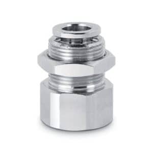 Camozzi push-in fitting 8mm til 1/4 tommer gevind i messing, lige bulkhead-udførelse