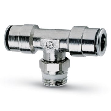 Camozzi push-in fitting T-gren i messing med 12 mm slangetilslutning og G 3/8" gevind