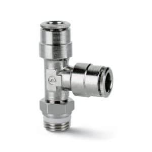 Camozzi push-in fitting T-kobling messing 6mm tube G1/8 gevind pneumatik