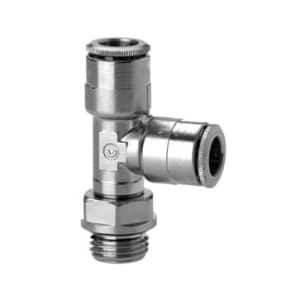 Camozzi push-in fitting T-kobling i messing med 4mm slangemontering og M5 gevind