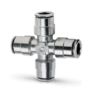 Camozzi push-in krydsfitting 6mm i messing til pneumatiske systemer