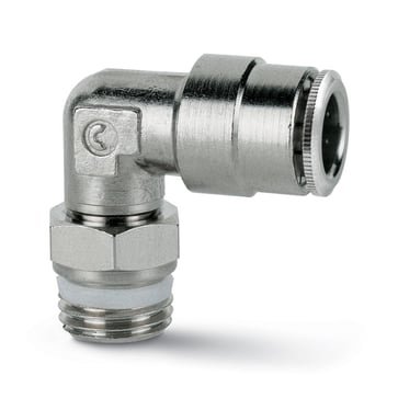 Camozzi push-in vinkelkobling i messing til 10mm tube og 3/8 gevind