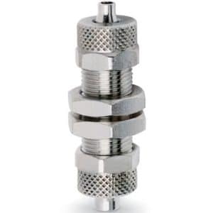 Camozzi Automation push-on fitting bulkhead i messing til 8/6 mm pneumatikrør