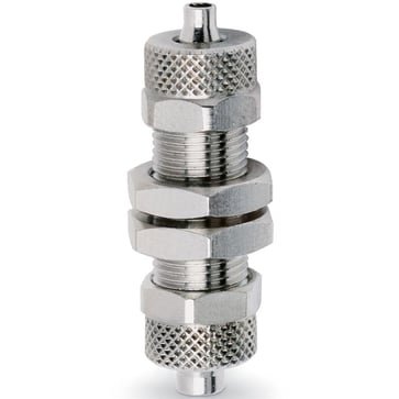 Camozzi Automation push-on fitting bulkhead i messing til 8/6 mm pneumatikrør