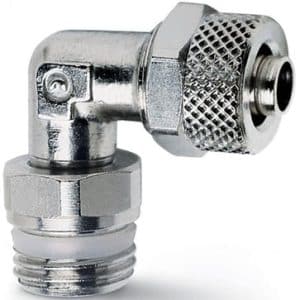 Camozzi push-on fitting vinkelkobling messing 8/6 mm til 1/8 tommer gevind