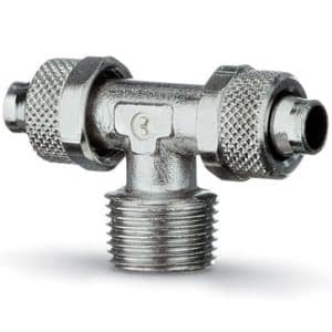Camozzi messing push-on T-fitting med 6/4 mm slangediameter og 1/4 tommer gevind