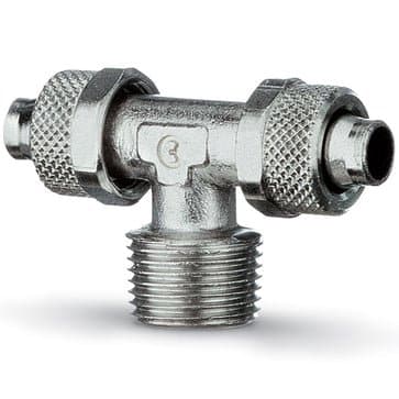 CAMOZZI push-on T-fitting i messing med 8/6 mm slangediameter og 1/4 tommer gevind