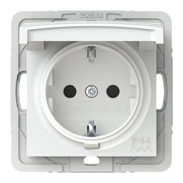 ABB basic55 Schuko stikkontakt blank hvid 16A med pillesikring