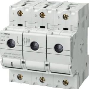 Siemens sikringsafbryder 63A 3-polet plus neutral med udtræk til Neozed D02