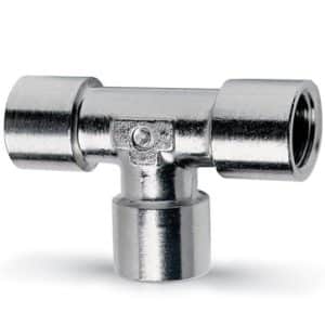 Camozzi T-fitting i messing med 1/8 tommer indvendig gevind til pneumatik