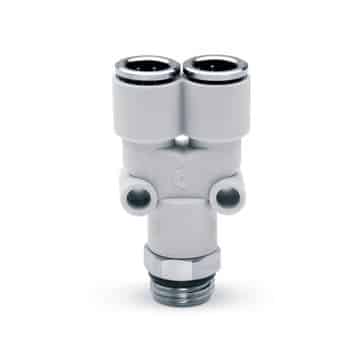 Camozzi Y-fitting 10 mm push-in technopolymer med 3/8 tommer gevind til pneumatik