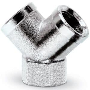 Camozzi Y-fordeler i messing med 3/8 tommer BSP indvendig gevind til pneumatiske systemer