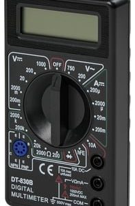 DT-830B digitalt multimeter i sort med LCD-display til måling af spænding strøm og modstand