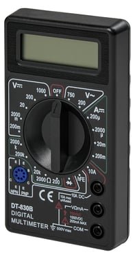 DT-830B digitalt multimeter i sort med LCD-display til måling af spænding strøm og modstand