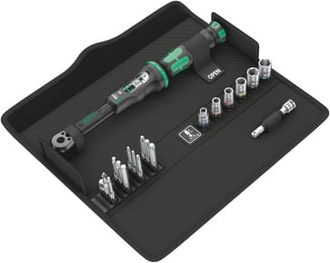 Wera Click-Torque A 6 momentnøglesæt med 1/4 tomme tilslutning, tekstilboks og 20 dele