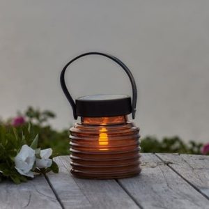 Sirius Aston Solar dekorativ LED-krukke Ø12cm i rav sort brun med maritim lanternedesign