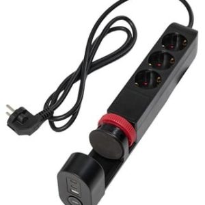 Elworks sort stikdåse med Schuko-udtag, USB-port og klemme til bordmontering