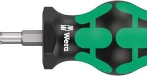Wera 355 PZ stubby skruetrækker med Kraftform greb og kort 25 mm Pozidrive PZ 2 klinge