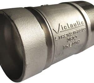 Victaulic adapternippel i syrefast stål 316 med rillekobling og BSPT-gevind DN100