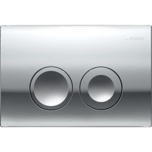 Geberit Delta25 betjeningsplade i blank forkromet finish med dobbeltskyl funktion