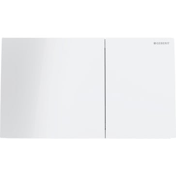 Geberit Sigma70 betjeningsplade i hvid med glasoverflade til indbygningscisterne